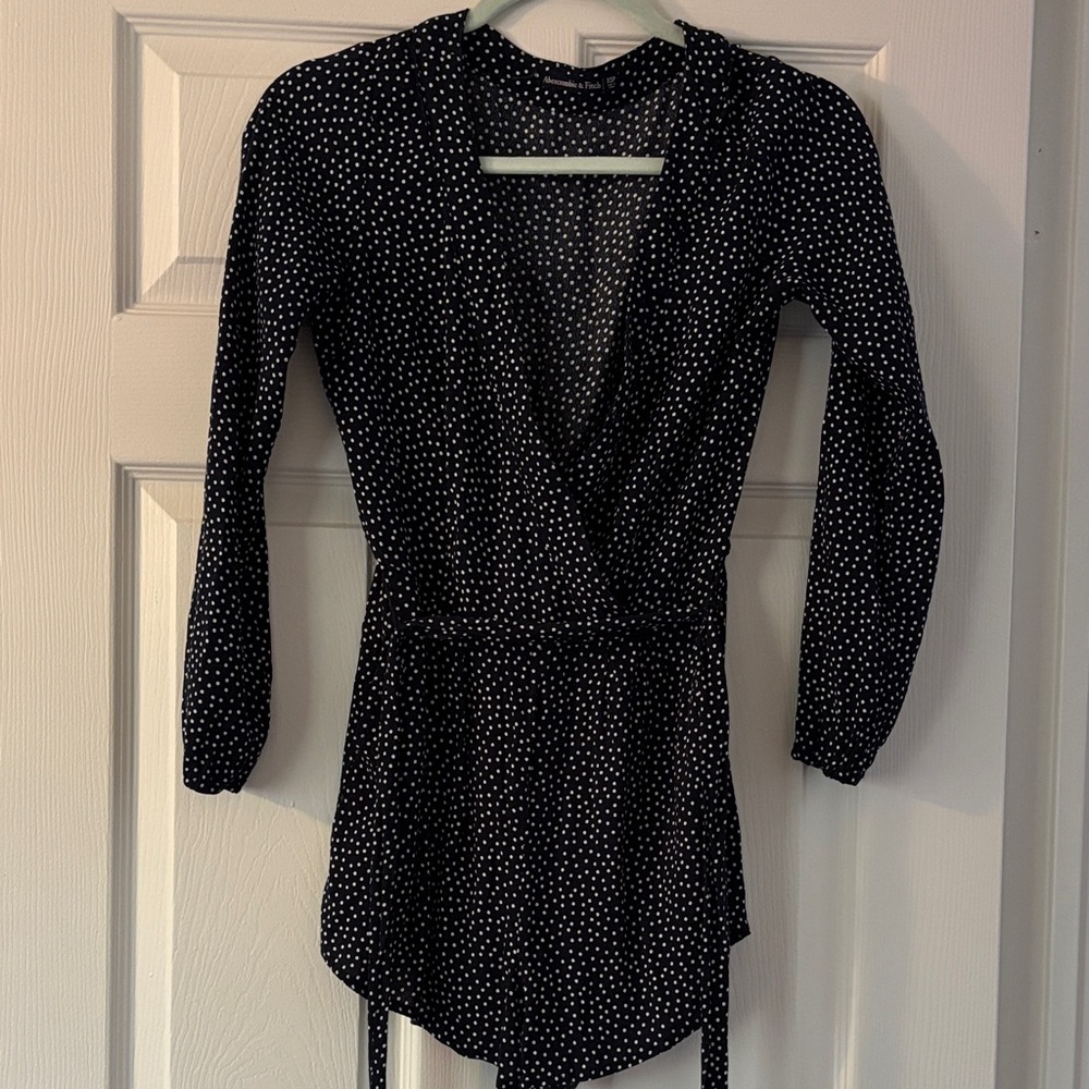 Abercrombie & Fitch Navy and White Polka Dot Romper